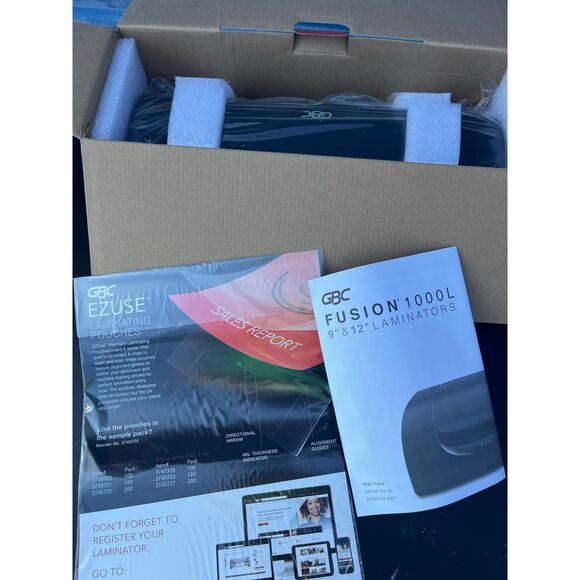 GBC 9” Laminator 9” Fusion 1000L Black w/ Manual & Original Box-New - Picture 2 of 2